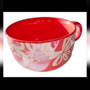 NEW! Starbucks Holiday 2023 red mug, wrapped in white ribbons and bows 16 oz